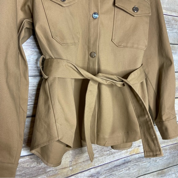 Maje 34 Baki Canvas Tie Belt Jacket in camel - Picture 5 of 9